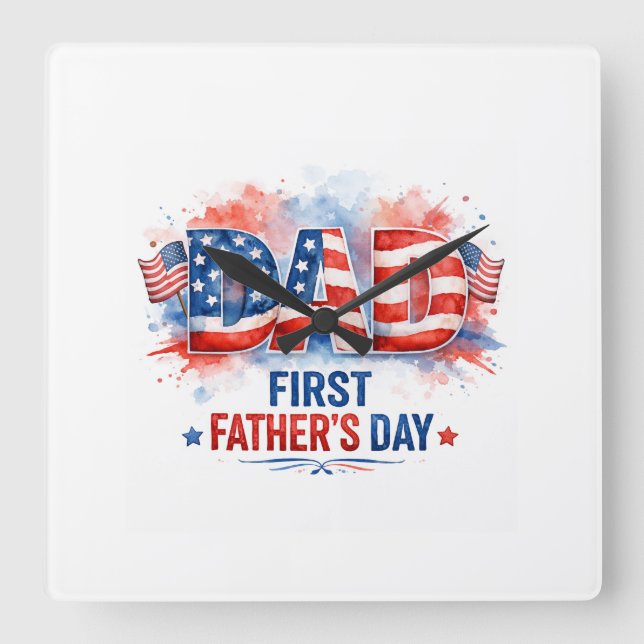 Faders dag med patriotisk prägel fyrkantig klocka (Framsida)