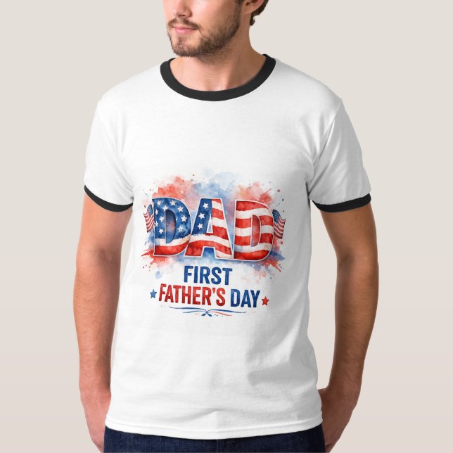 Fadersdag med patriotisk känsla t shirt (Framsida)