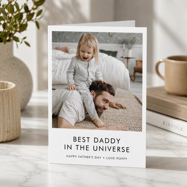 Fadersdags kort | Anpassad foto Pappa hälsning (Custom photo Father's Day card with Best Daddy wording for a heartfelt keepsake gift.)
