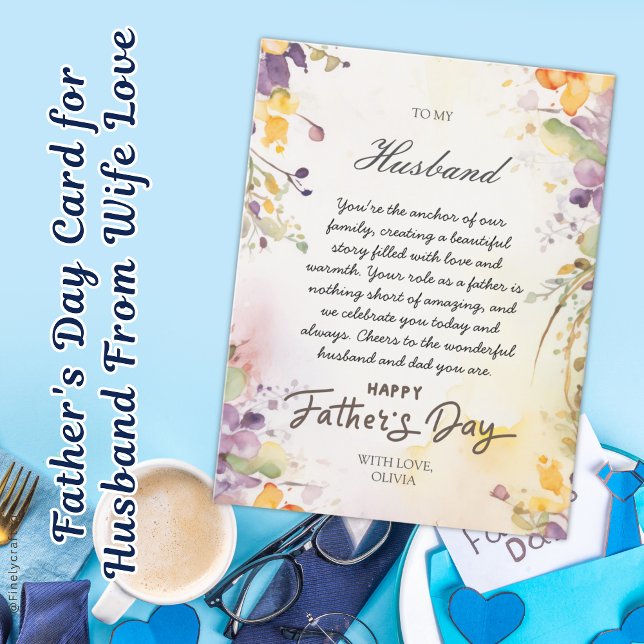 Fadersdags kort till make från hustru Kärlek (Happ Father's Day)