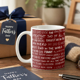 Fadersdagspresent Skript Typografi Mönster Röd Kaffemugg