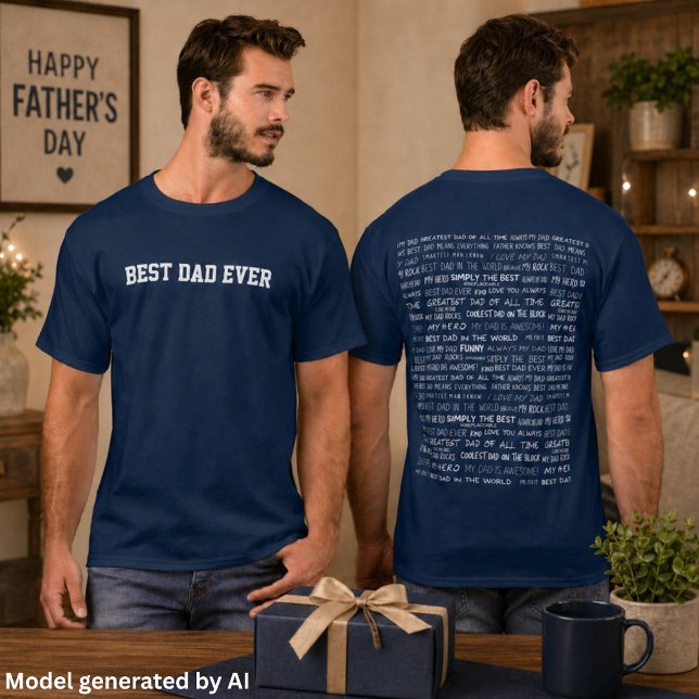Fadersdagspresent Skript Typografi Mönster T Shirt (Skapare uppladdad)