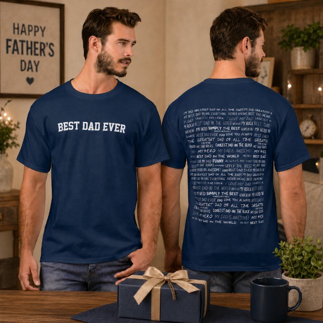 Fadersdagspresent Skript Typografi Mönster T Shirt (Skapare uppladdad)