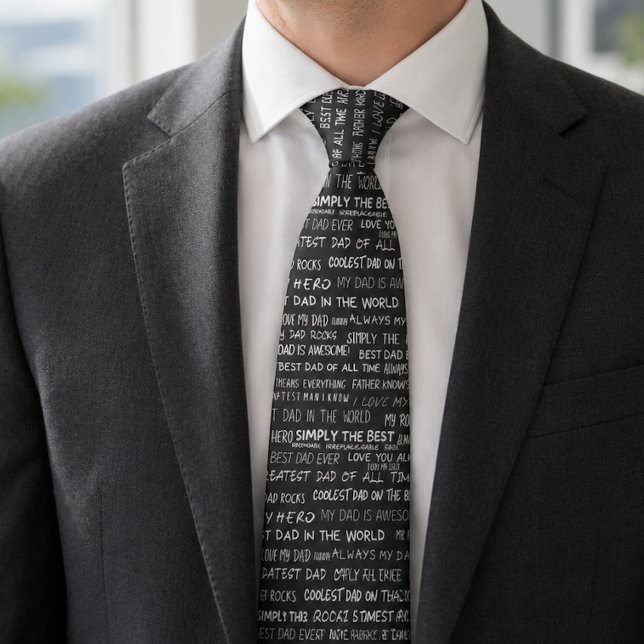 Fadersdagspresent Typografi Mönster Grå Slips (Skapare uppladdad)