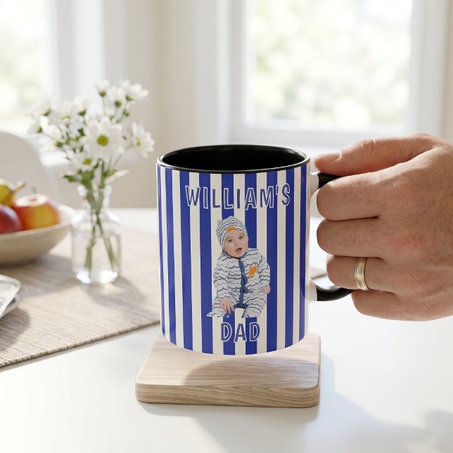 Fadersdagspresenter till pappa Blå ränder Mugg (Skapare uppladdad)