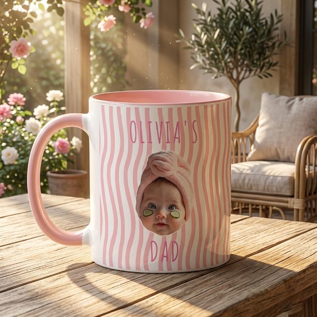 Fadersdagspresenter till pappa rosa ränder mugg (Skapare uppladdad)