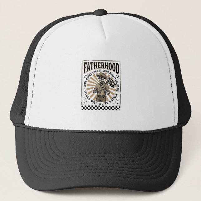 Faderskap Vintage Skelett Cowboy Pappa Tröja Desig Keps (Framsida)