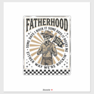 Faderskap Vintage Skelett Cowboy Pappa Tröja Desig Klistermärken