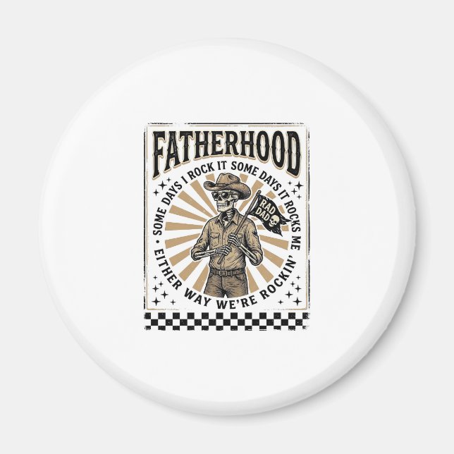 Faderskap Vintage Skelett Cowboy Pappa Tröja Desig Magnet (Framsidan)