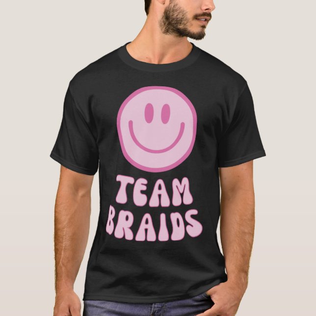 Fades eller Braids Gender Reveal Retro Team Braids T Shirt (Framsida)