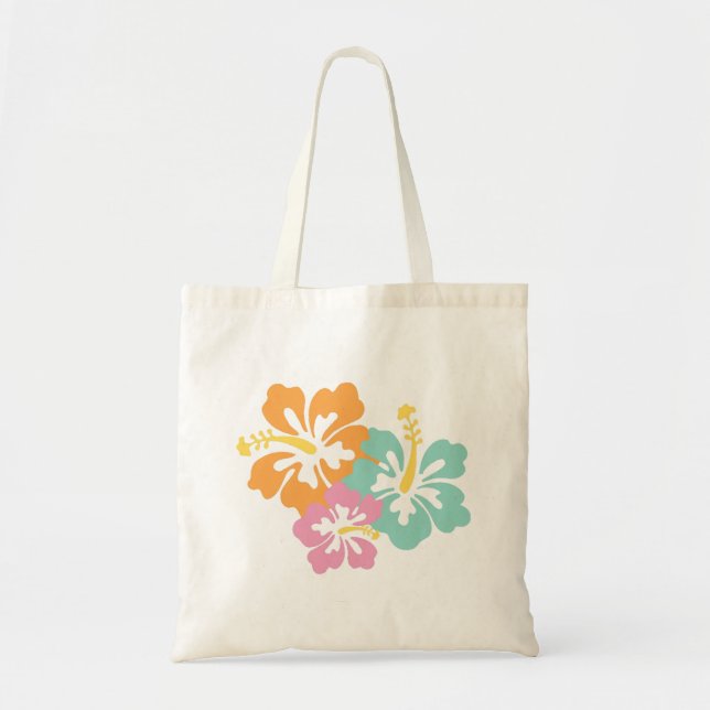 Fades Hawaiian Flowers Tote Bag Tygkasse (Framsidan)