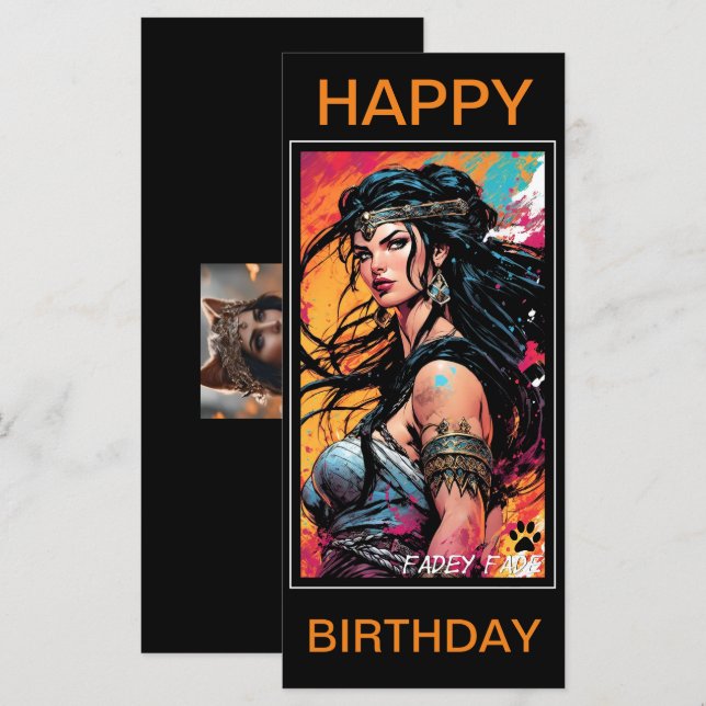 Fadey Barbarian Tecknad 01 Birthday Card (Fram/baksida)