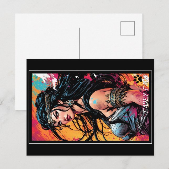 Fadey Barbarian Tecknad Stil 01 Vykort (Fram/baksida)