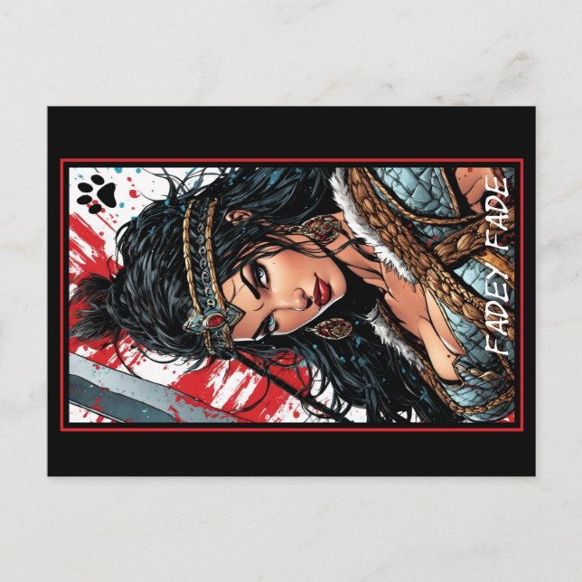 Fadey Barbarian Tecknad Stil 04 Vykort (Framsida)