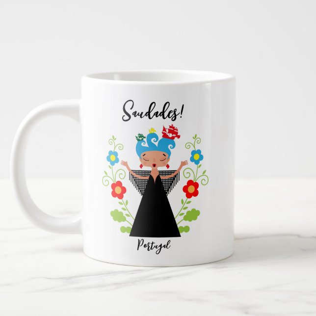 Fadokvinnans sångare med portugisiska fraktaser jumbo mugg (Vänster)