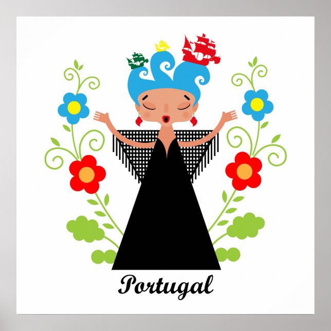 Fadokvinnans sångare med portugisiska fraktaser poster (Framsidan)