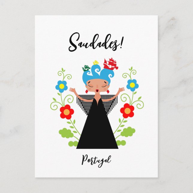 Fadokvinnans sångare med portugisiska fraktaser vykort (Framsida)