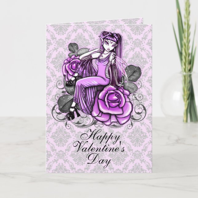 Fae för rosa valentines day "för frändskap" rosa helgkort (Framsida)