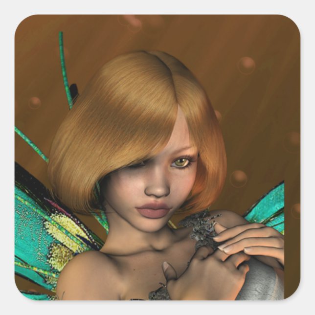 Fae Girl Sticker Fyrkantigt Klistermärke (Framsida)