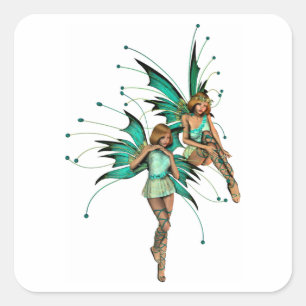 Fae Pair Stickers Fyrkantigt Klistermärke