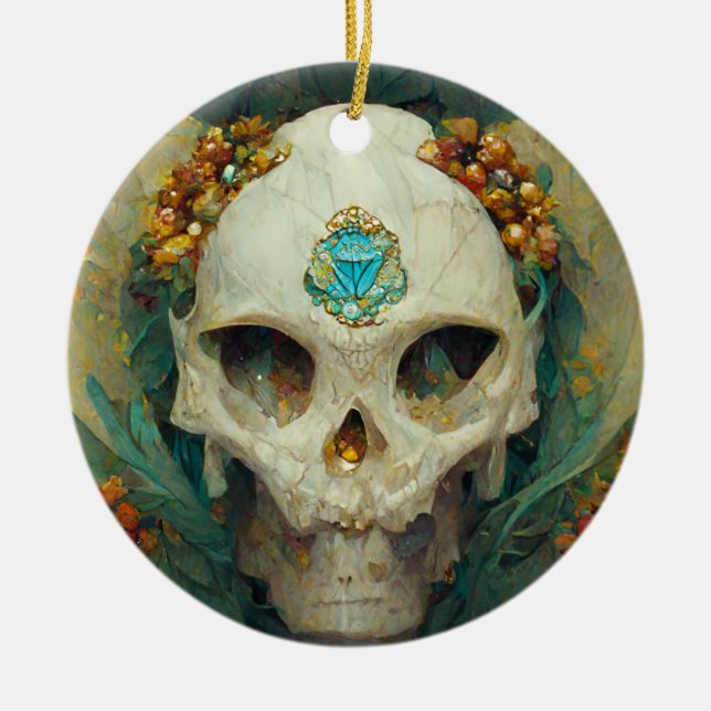 Fae Skull Fantasy Julgransprydnad Keramik (Framsidan)
