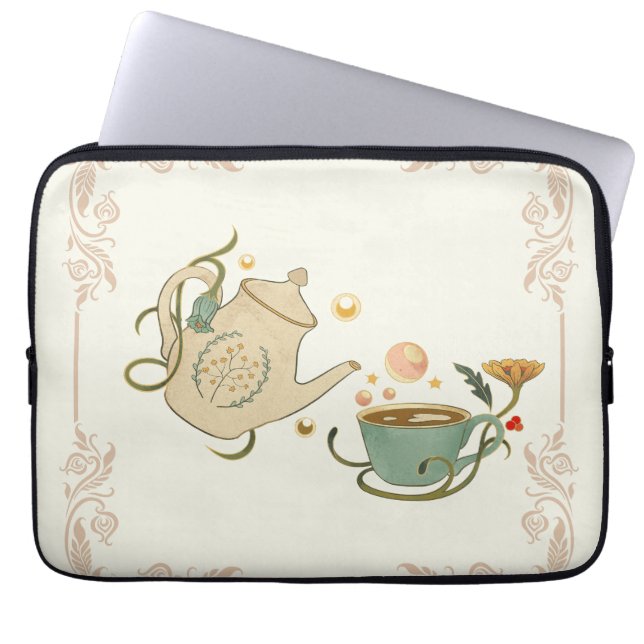 Faecore Graphic Art, Beige Tea Time Laptop Fodral (Framsidan)