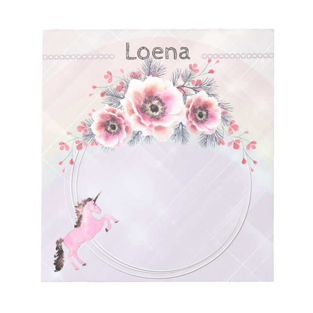 Faetastic Unicorn rosa personalize anteckningsbloc Anteckningsblock (Framsida)