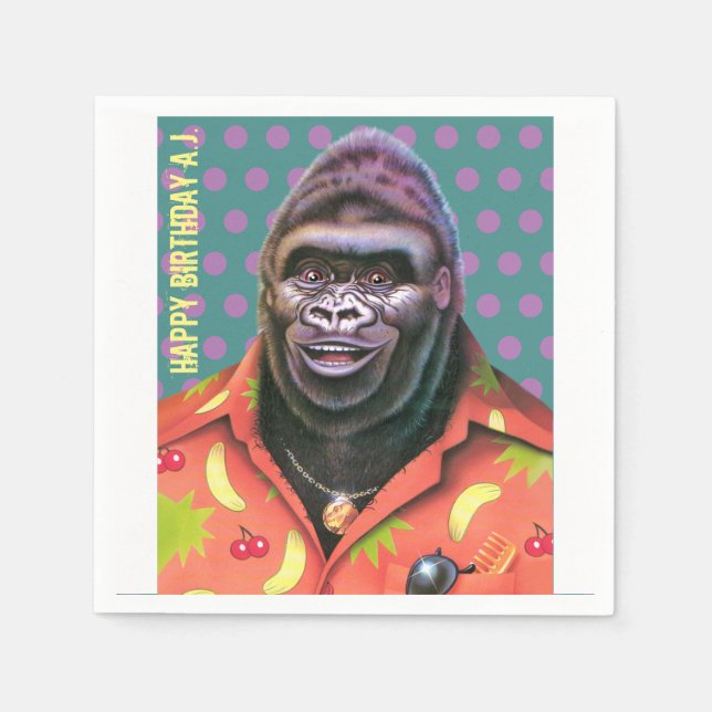 Fåfäng gorilladesign för pappra servetter (Framsidan)