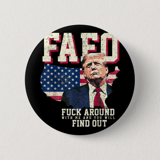 Fafo Trump USA American Karta Flagga Knapp (Framsida)