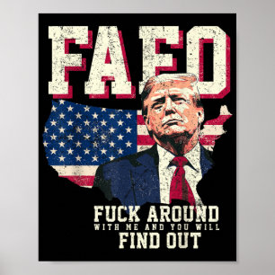 Fafo Trump USA American Karta Flagga Poster