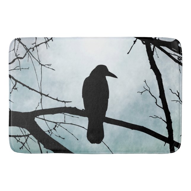 Fågel 77 Kråka Raven Badrumsmatta (Framsidan)