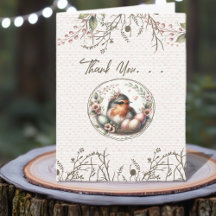 Fågel Akvarell Viklad Tackkort