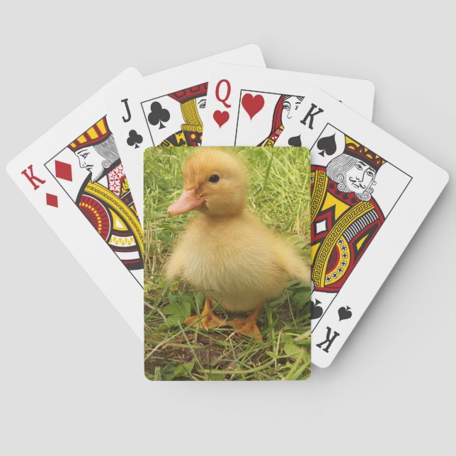 Fågel, anka, ankling, gult, natur, söt, baby. casinokort (Baksidan)