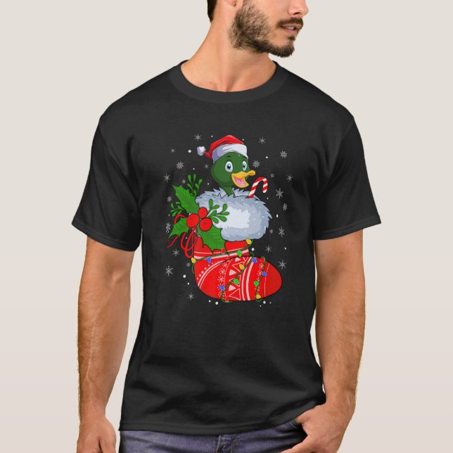 Fågel Anka i julklapp Santa Anka Julafton T Shirt (Framsida)