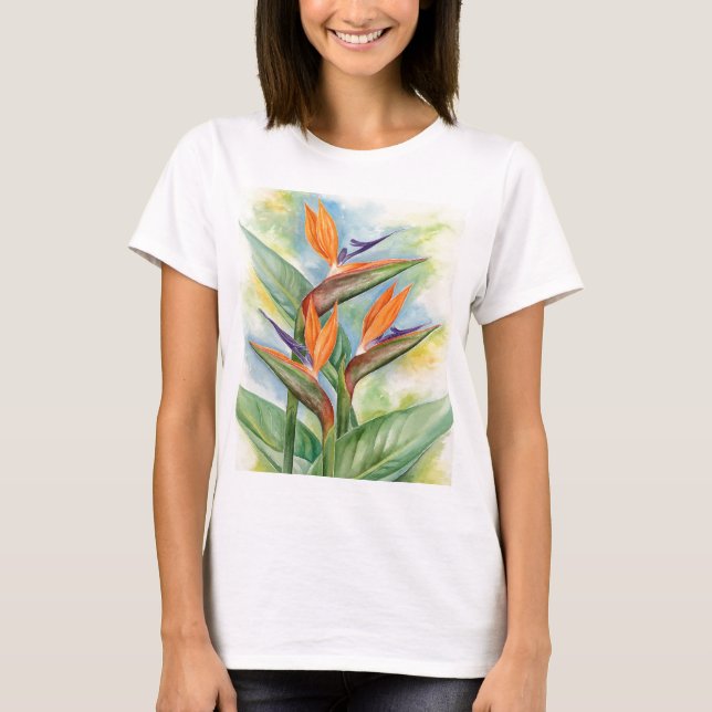 Fågel av mång- paradisblommakonst - tee shirt (Framsida)