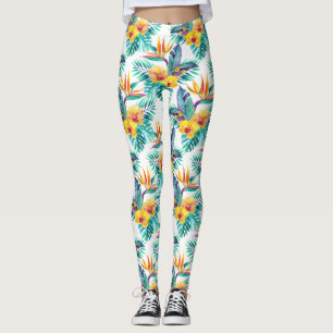 Fågel av paradis & Orchidmönster 2 Leggings