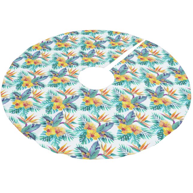 Fågel av paradiset & Orchidmönster Julgransmatta Borstad Polyester (Vinklad)