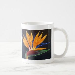Fågel av tropisk blommamålning för paradis på kaffemugg
