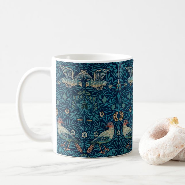 Fågel av William Morris, Vintage trädgårdstextilko Kaffemugg (Med munk)