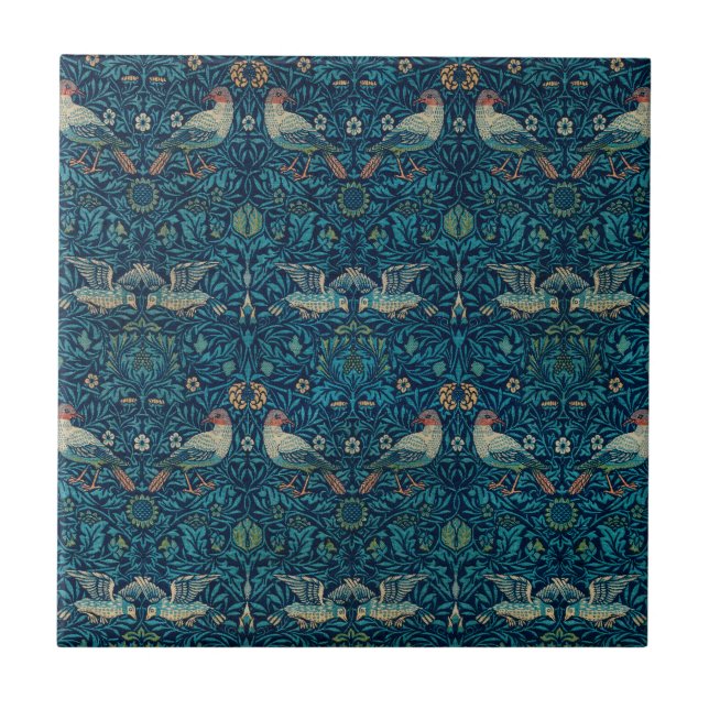 Fågel av William Morris, Vintage trädgårdstextilko Kakelplatta (Framsidan)