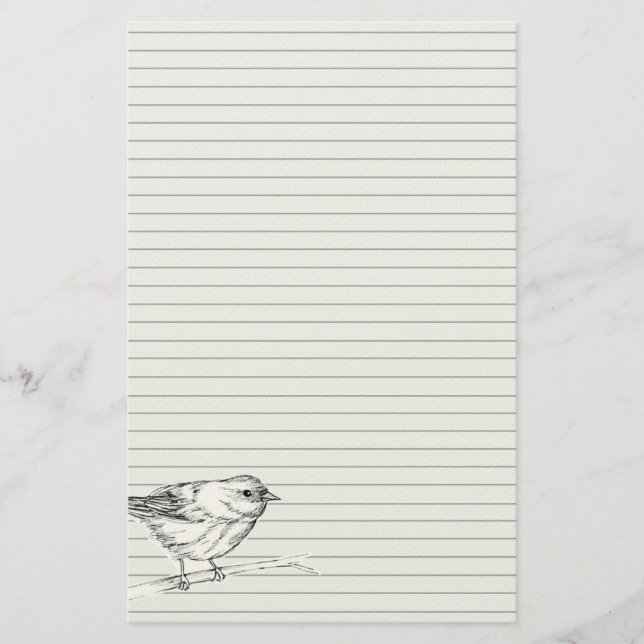 Fågel bläck ritning vit rök natur vilda djur  brevpapper (Framsida)