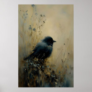 Fågel Boetad Fågel Väggkonst, Mörk Akademi, Antik Poster