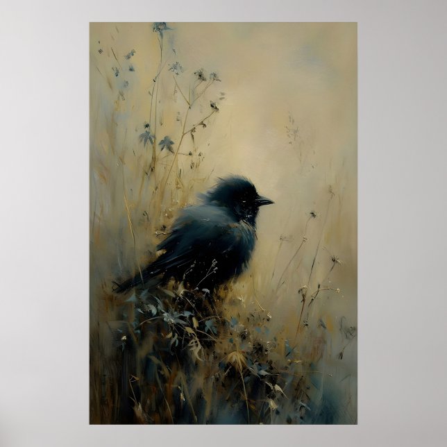 Fågel Boetad Fågel Väggkonst, Mörk Akademi, Antik Poster (Framsidan)