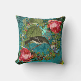 FÅGEL, BUTTERFLIES AQUA BLUE, ROSA ROS, TEAL DAMAS KUDDE