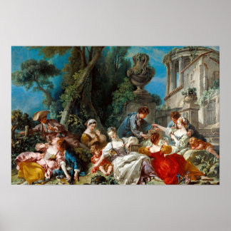Fågel fångare av Francois Boucher tryck