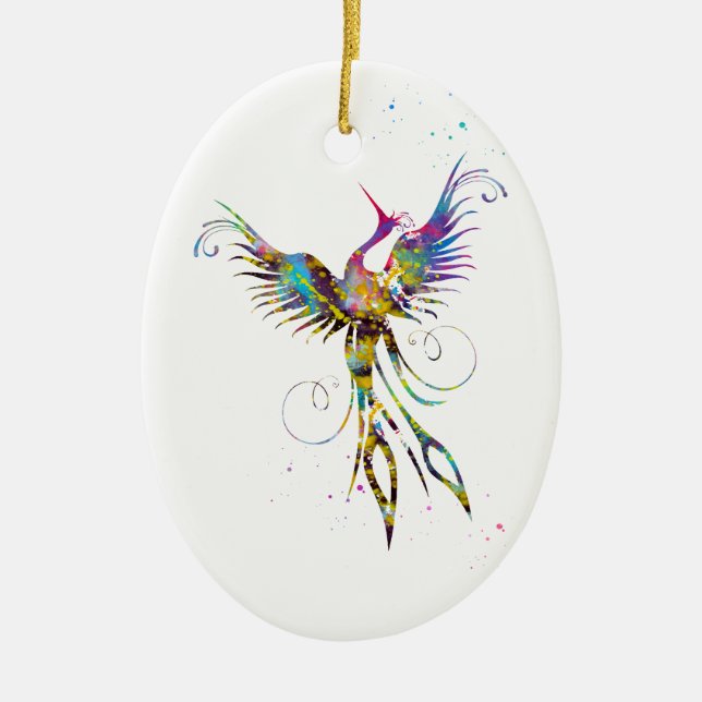 Fågel Fenix Julgransprydnad Keramik (Framsidan)