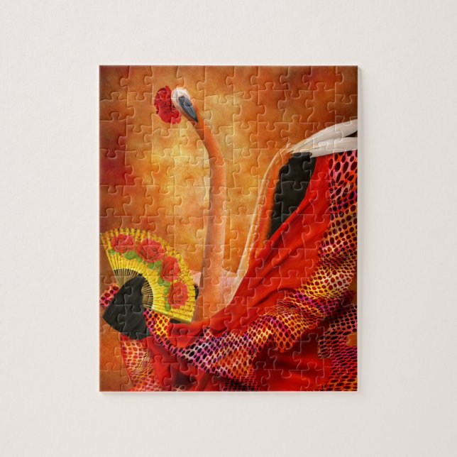 Fågel - Flamingo - Flamengo Dansare Pussel (Vertikal)