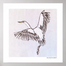 Fågel flygande den dammiga blå grå himlen illustra poster