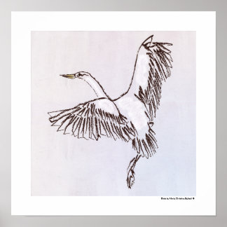 Fågel flygande den dammiga blå grå himlen illustra poster