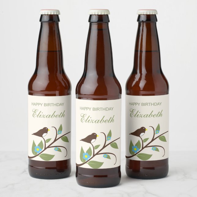 Fågel Födelsedag Ölflaska Etikett (Flaskor)